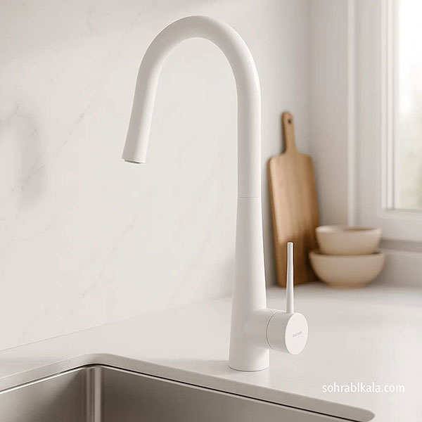 شیر آشپزخانه شاوری کسری مدل آتوسا سفید