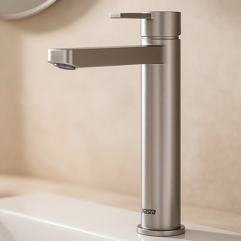 روشویی بلند کسری امگا کروم مات شیر روشویی بلند کسری مدل امگا کروم مات - Image 1