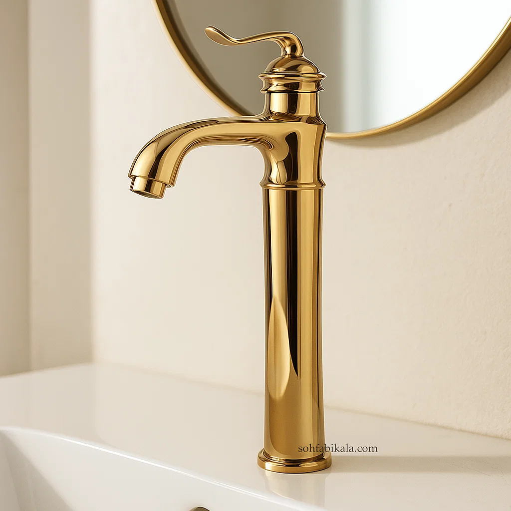 روشویی بلند کسری دانوب طلایی شیر روشویی بلند کسری مدل دانوب طلایی - Image 1