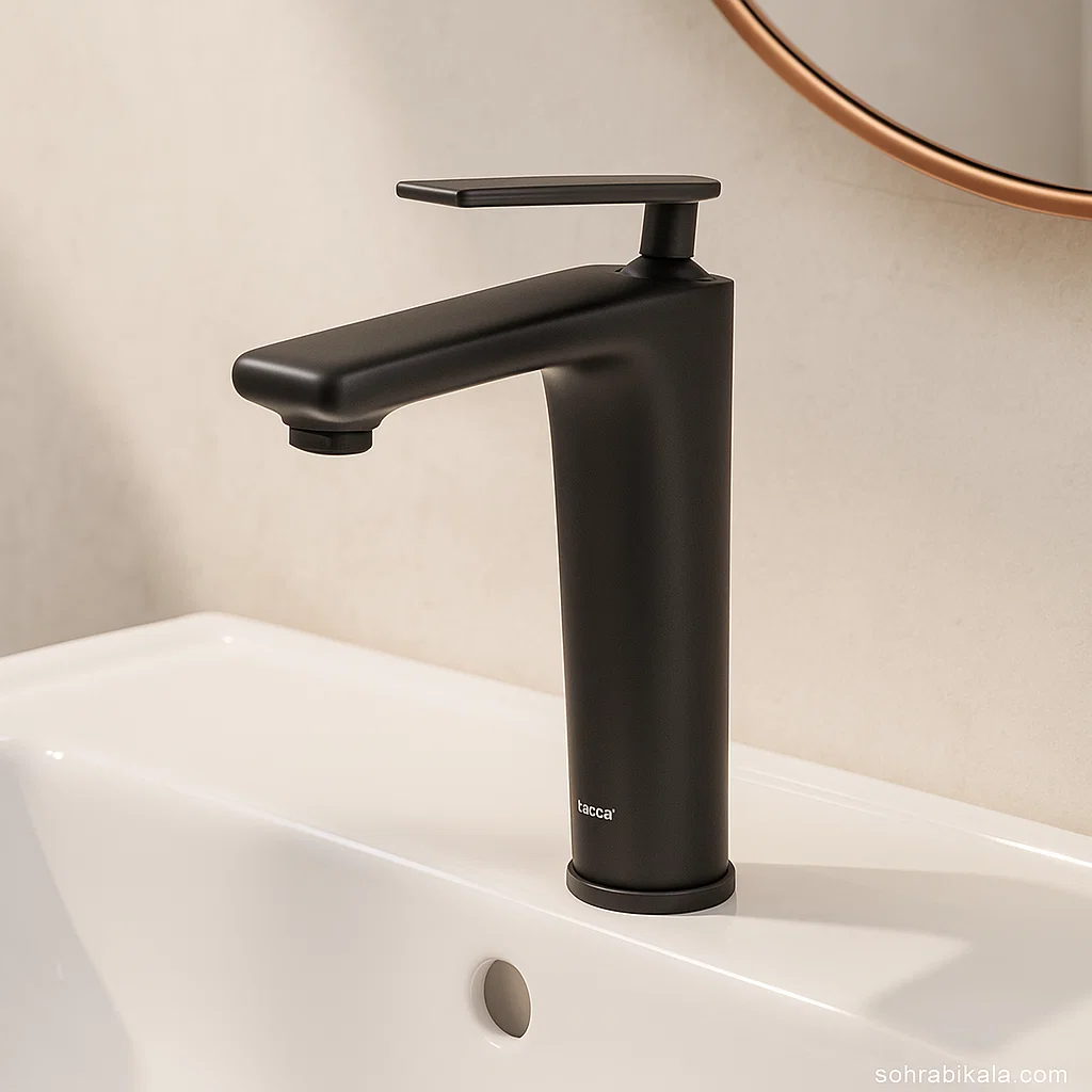 روشویی بلند کسری مدل آمازون مشکی شیر روشویی بلند کسری مدل آمازون مشکی - Image 1