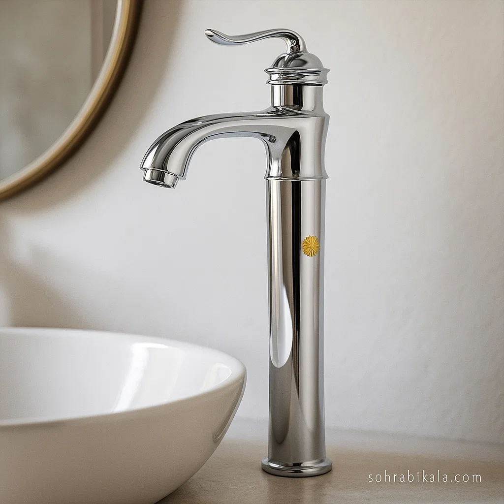روشویی بلند کسری مدل دانوب کروم شیر روشویی بلند کسری مدل دانوب کروم - Image 1