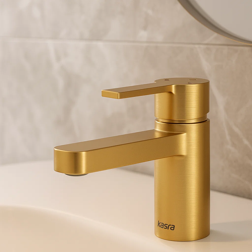 روشویی کوتاه کسری امگا طلامات شیر روشویی کسری مدل امگا طلا مات - Image 1