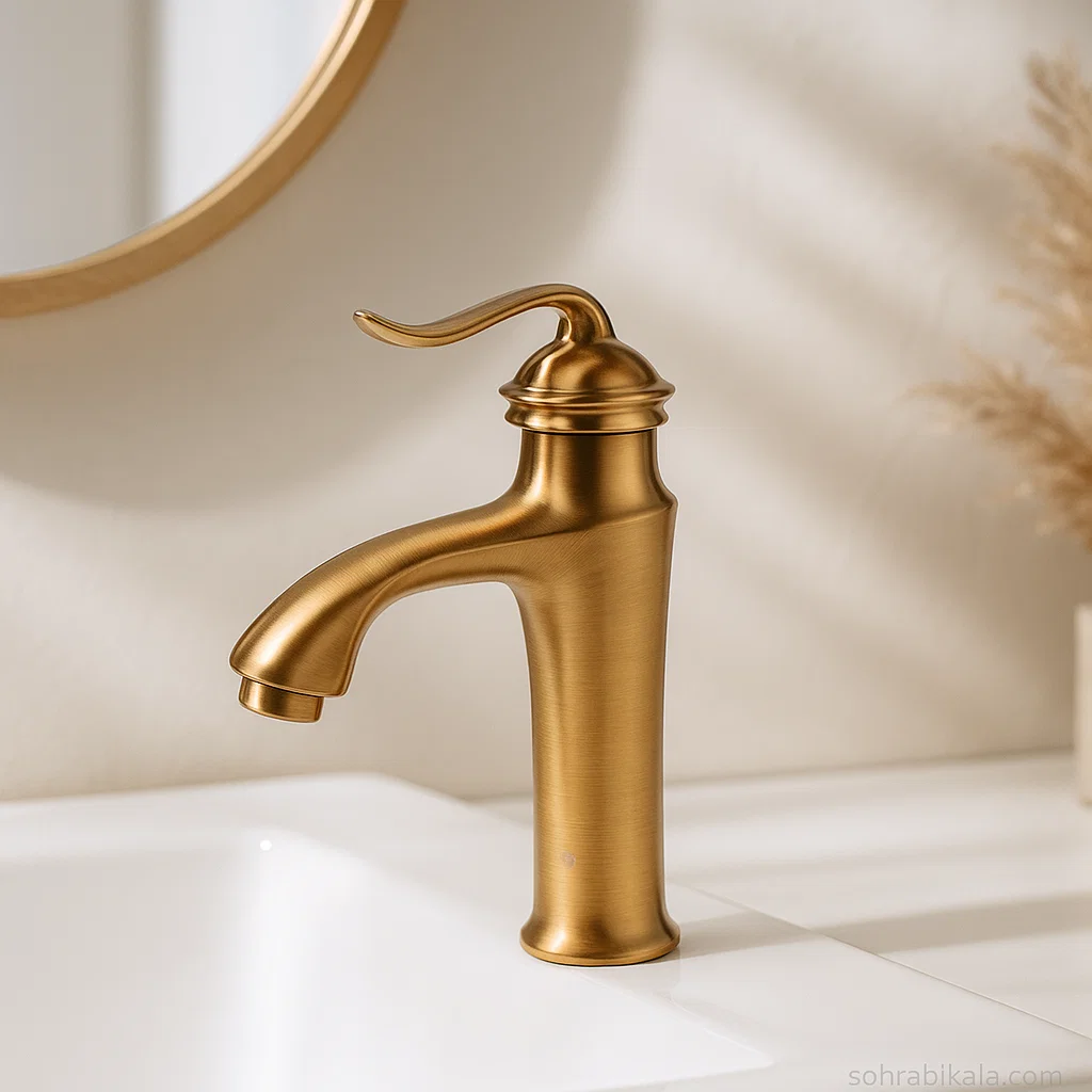 روشویی کوتاه کسری دانوب طلامات شیر روشویی کسری مدل دانوب طلا مات - Image 1