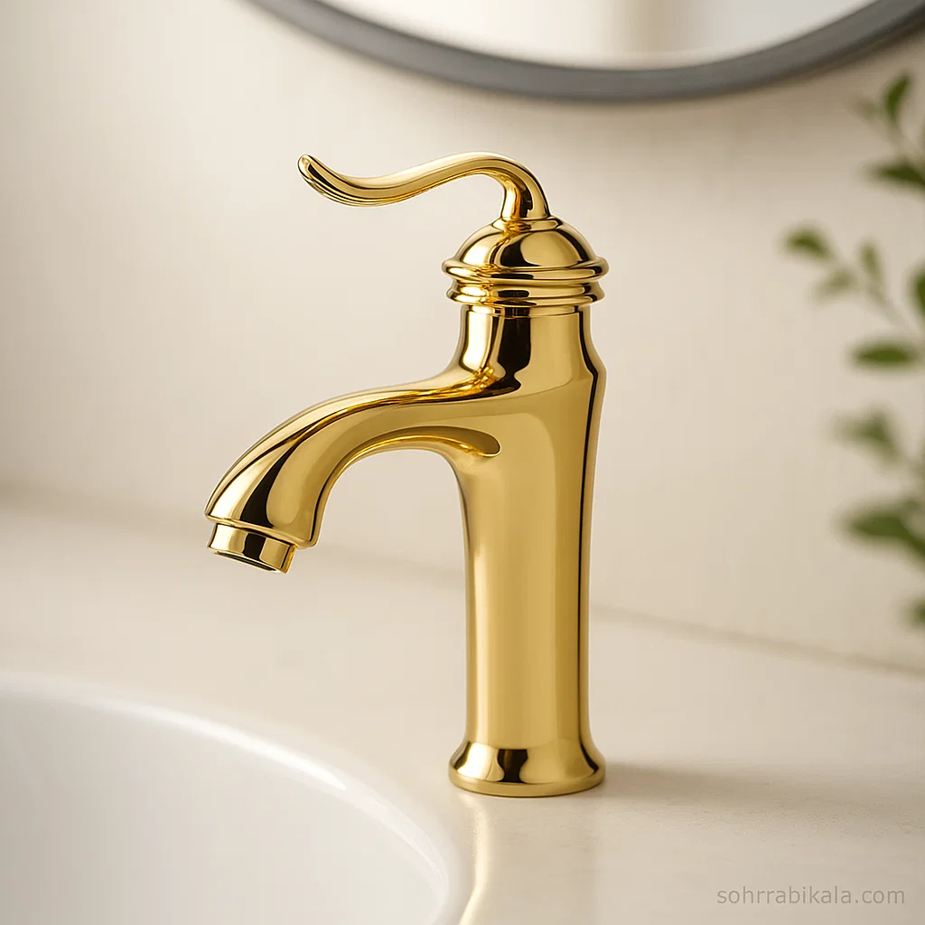 روشویی کوتاه کسری دانوب طلایی شیر روشویی کسری مدل دانوب طلایی - Image 1