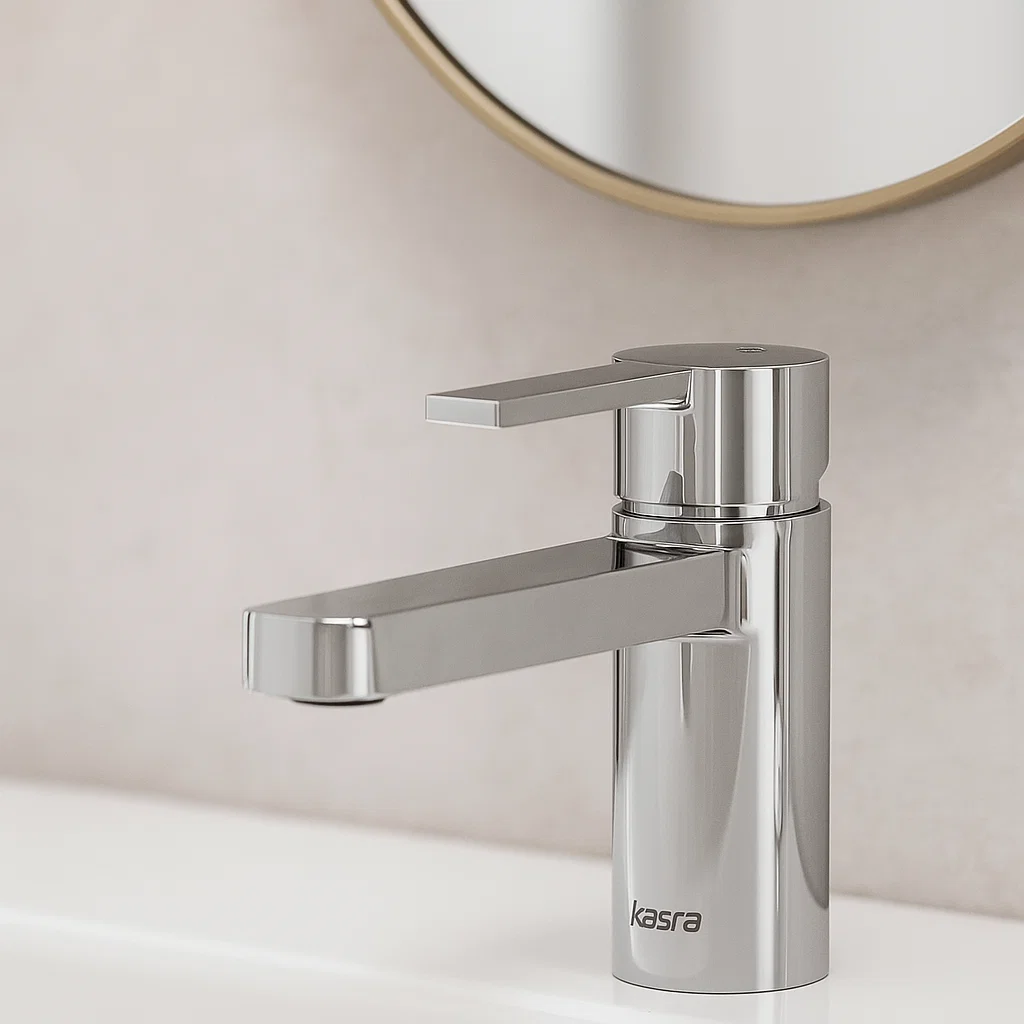 روشویی کوتاه کسری مدل امگا کروم شیر روشویی کسری مدل امگا کروم - Image 1