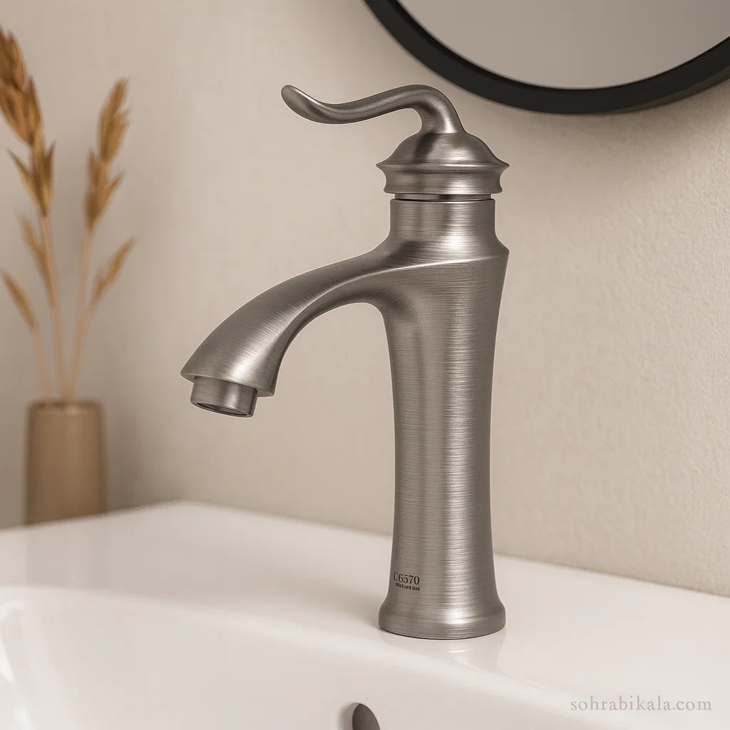 روشویی کوتاه کسری مدل دانوب کروم مات شیر روشویی کسری مدل دانوب کروم مات - Image 1