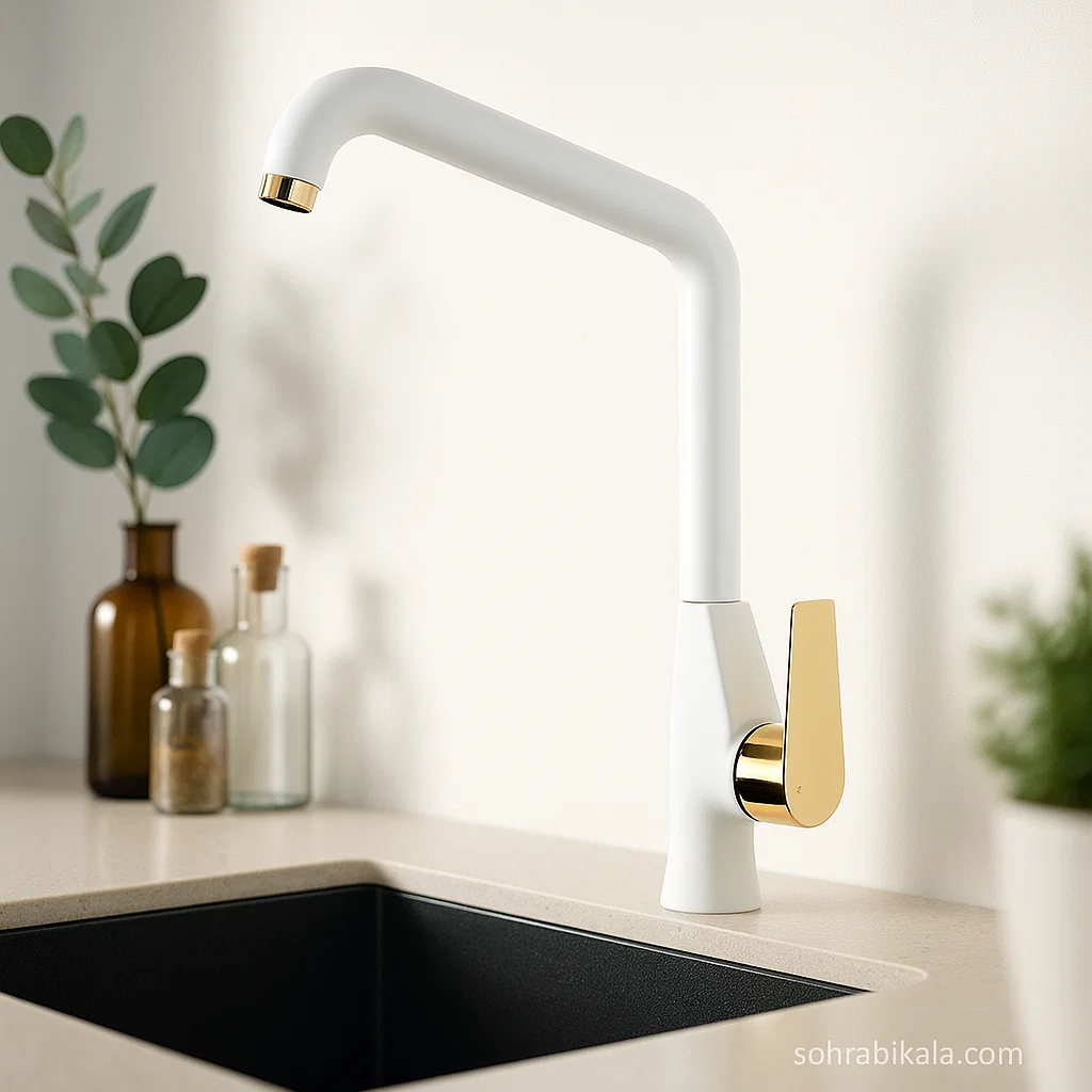 شیر-آشپزخانه-کسری-الیزابت-سفید-طلایی