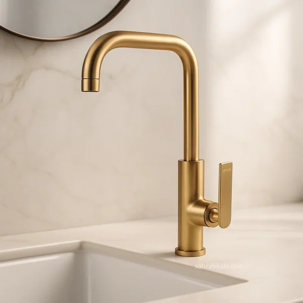 شیر-آشپزخانه-کسری-مدل-آمازون-طلا مات شیر آشپزخانه کسری مدل آمازون طلا مات - Image 1