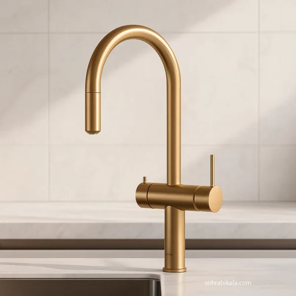 شیر-آشپزخانه-کسری-مدل-آکورد-طلایی شیر ظرفشویی دومنظوره کسری مدل آکورد طلا مات - Image 1