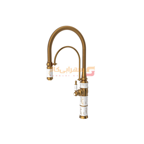 شیر-آشپزخانه-کسری-مدل-توکیو-سفید-طلایی شیر آشپزخانه کسری مدل توکیو سفید طلایی - Image 1