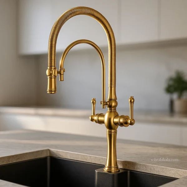 شیر-آشپزخانه-کسری-مدل-جنوا-طلایی شیر ظرفشویی دومنظوره کسری مدل جنوا طلایی - Image 1