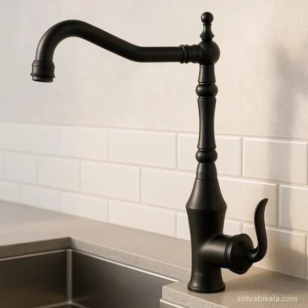 شیر-آشپزخانه-کسری-مدل-دانوب-مشکی شیر آشپزخانه کسری مدل دانوب مشکی - Image 1