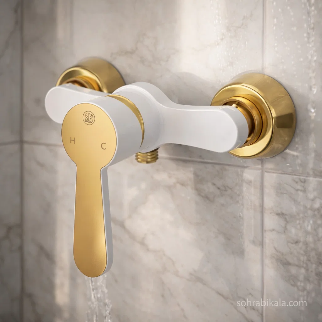 شیر توالت کسری مدل ادموند سفید طلایی