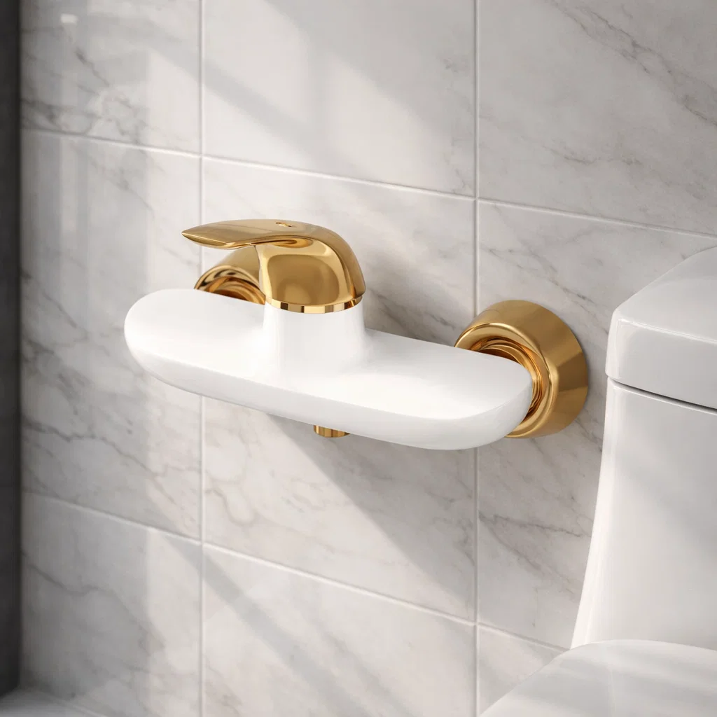 شیر توالت کسری مدل هیرمند سفید طلایی