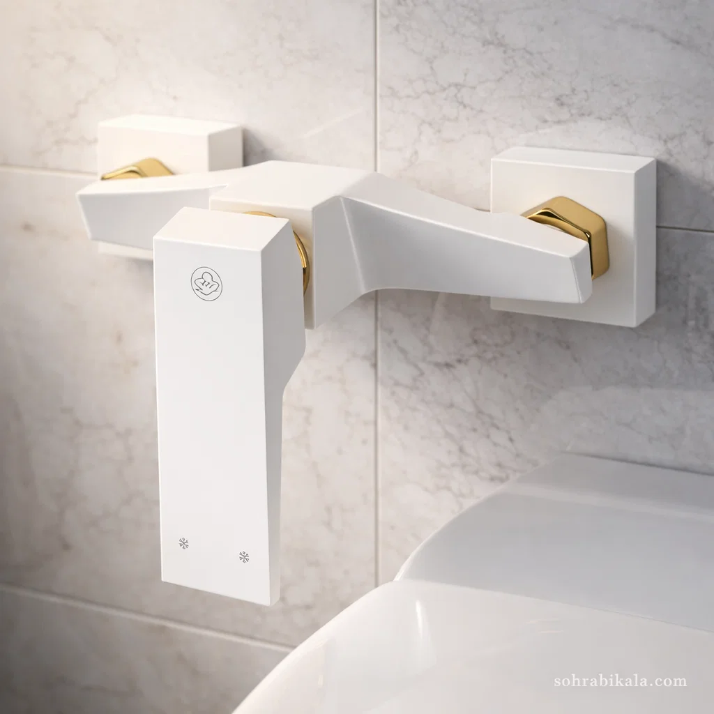 شیر توالت کسری مدل کنکورد سفید طلایی