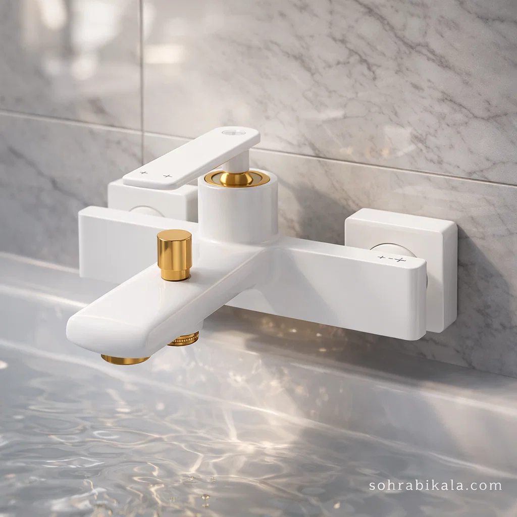 شیر حمام کسری آمازون سفید طلایی