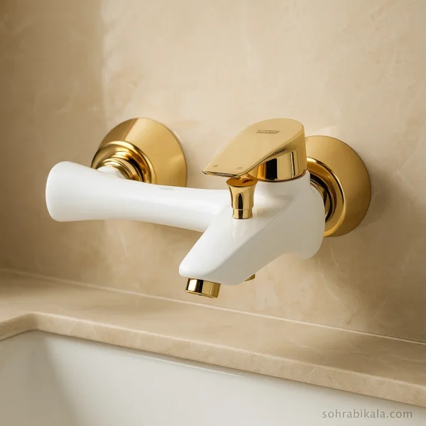 شیر حمام کسری الیزابت سفید طلایی