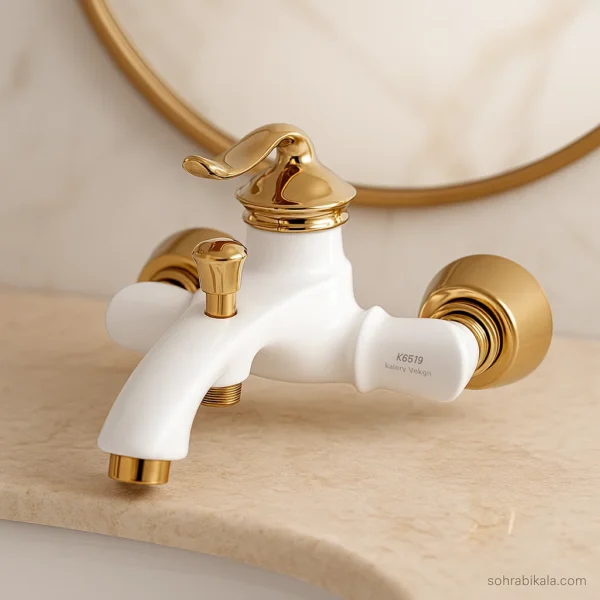 شیر-حمام-کسری-مدل-دانوب-سفید-طلایی