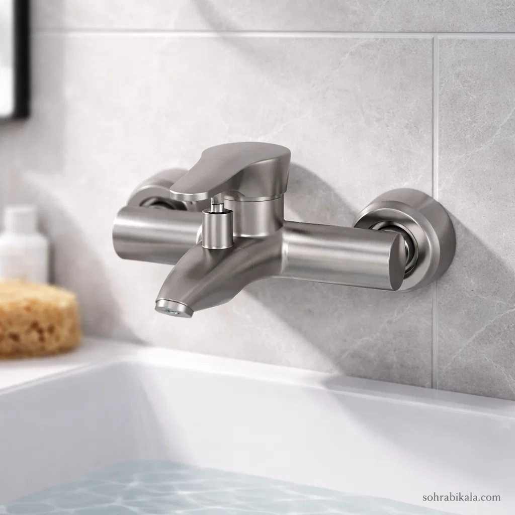 شیر حمام کسری مدل آبتین کروم مات