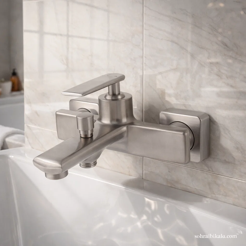 شیر حمام کسری مدل آمازون کروم مات