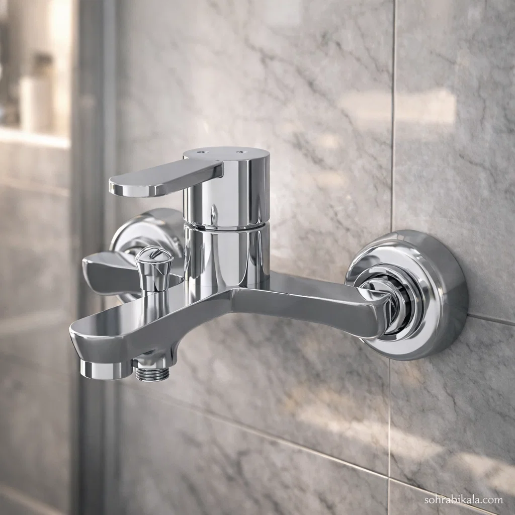 شیر حمام کسری مدل ادموند کروم