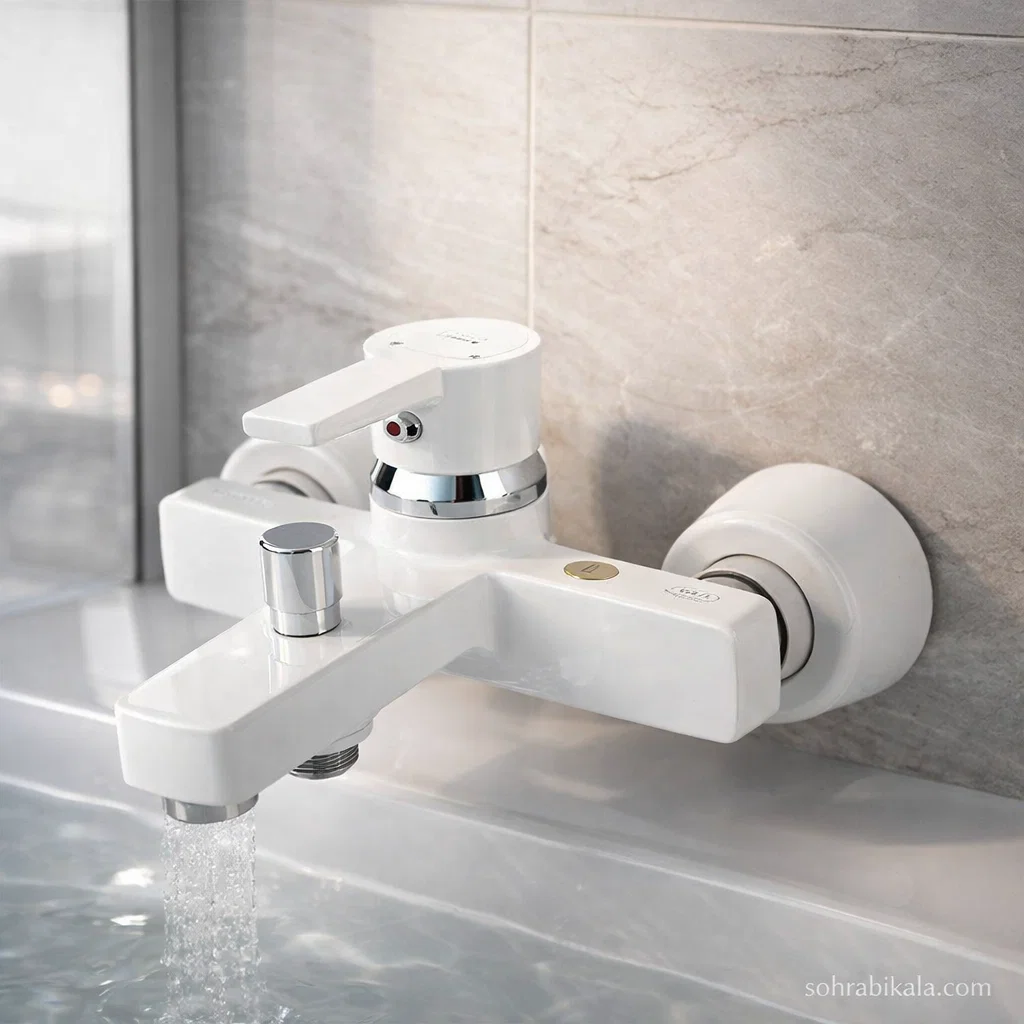 شیر حمام کسری مدل امگا سفیدشیر حمام کسری مدل امگا سفید