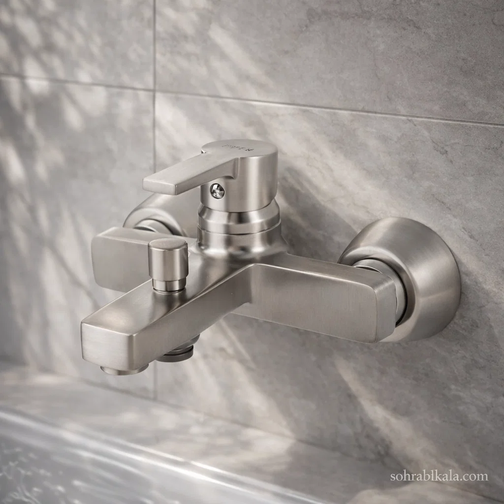 شیر حمام کسری مدل امگا کروم مات