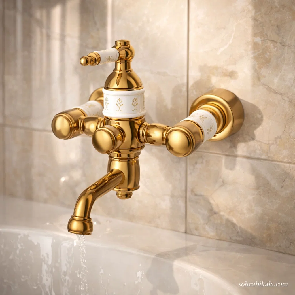 شیر حمام کسری مدل توکیو سفید طلایی