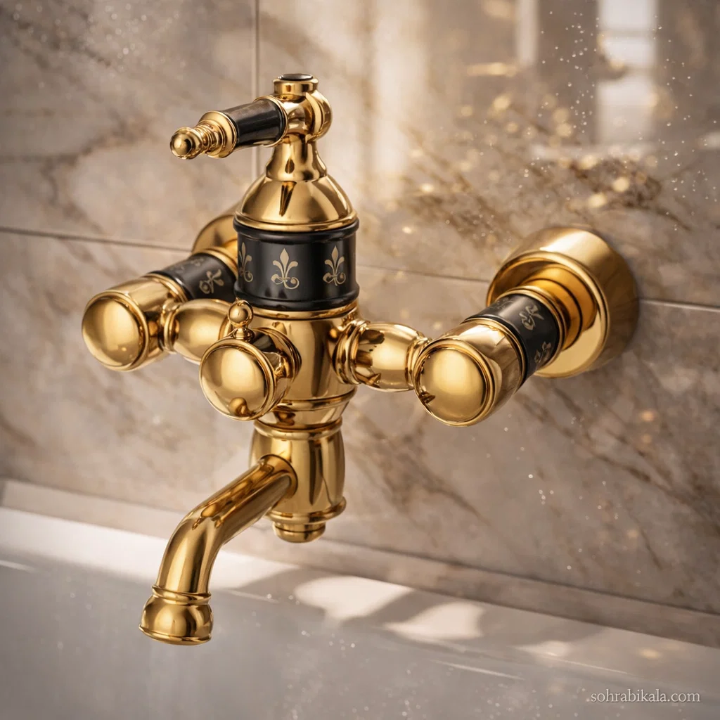 شیر حمام کسری مدل توکیو مشکی طلایی