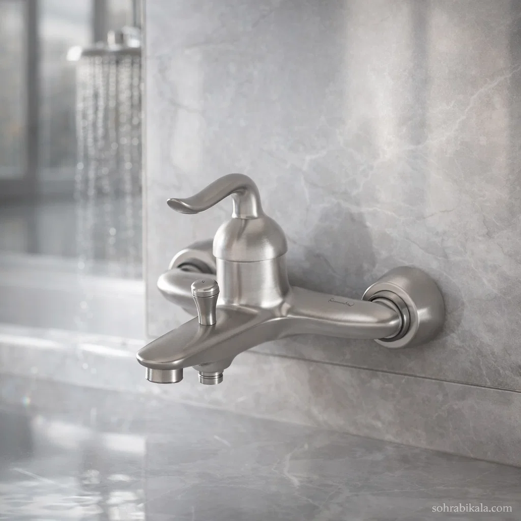 شیر حمام کسری مدل رابین کروم مات