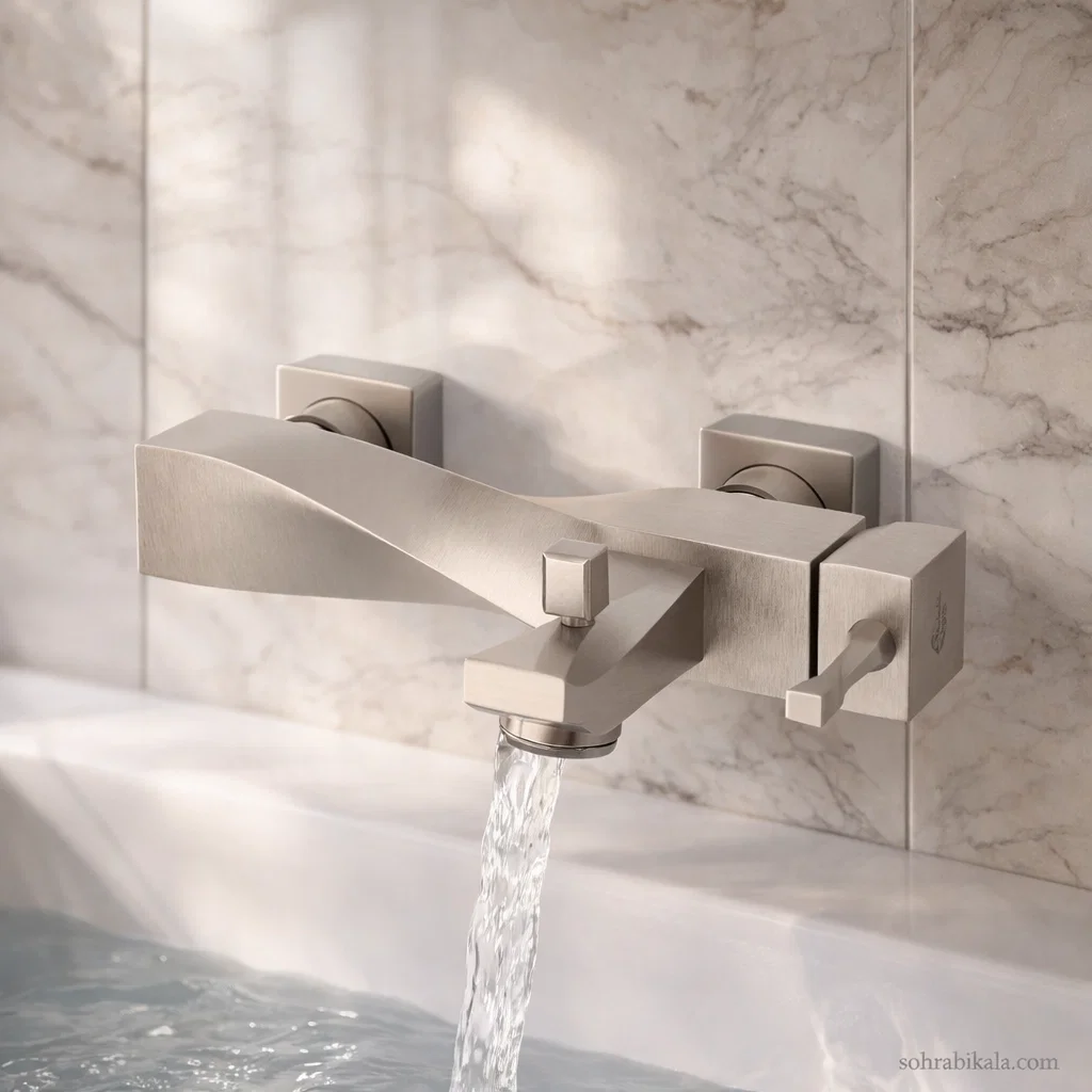 شیر حمام کسری مدل فیلادلفیا کروم مات