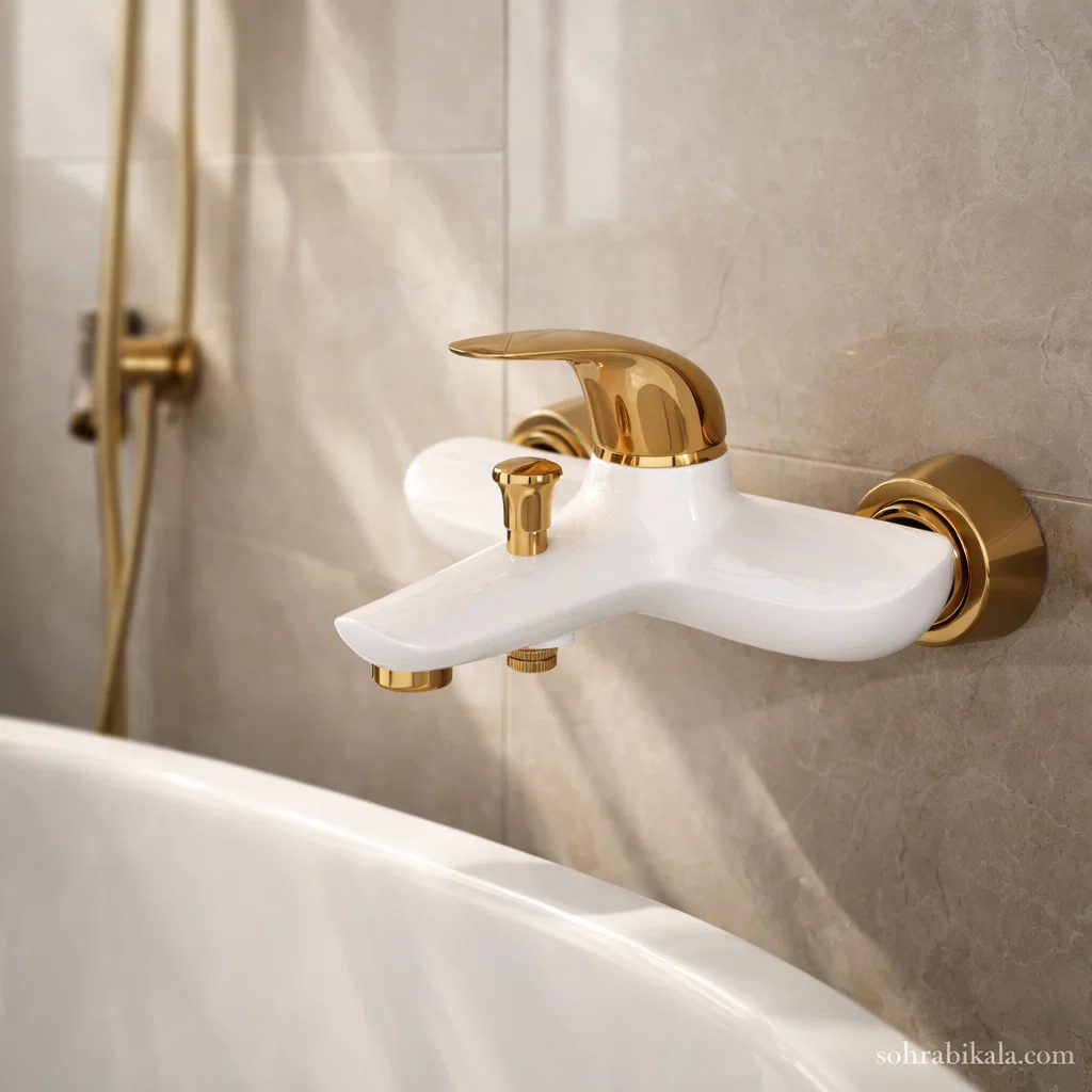 شیر حمام کسری مدل هیرمند سفید طلایی