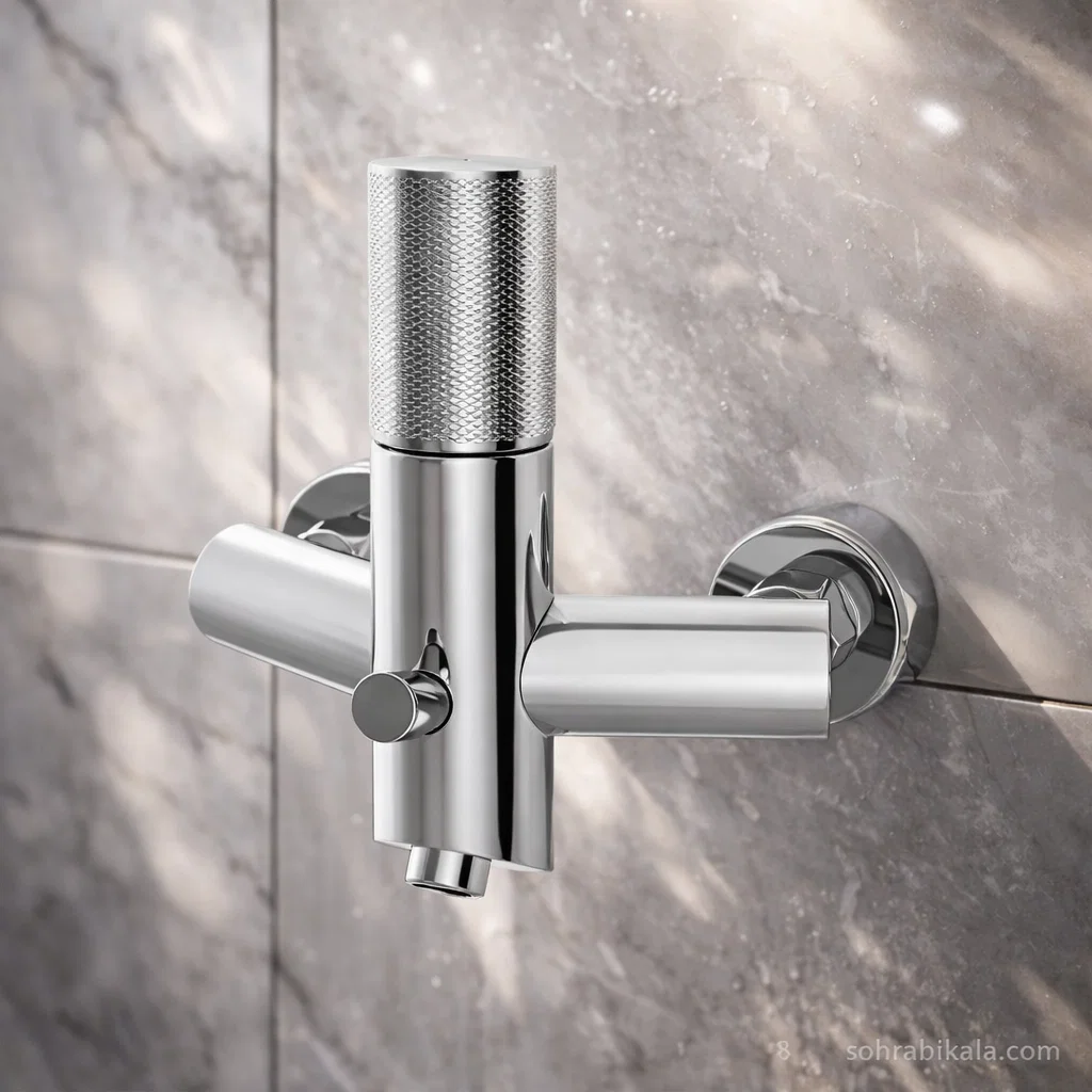شیر حمام کسری مدل کراون کروم