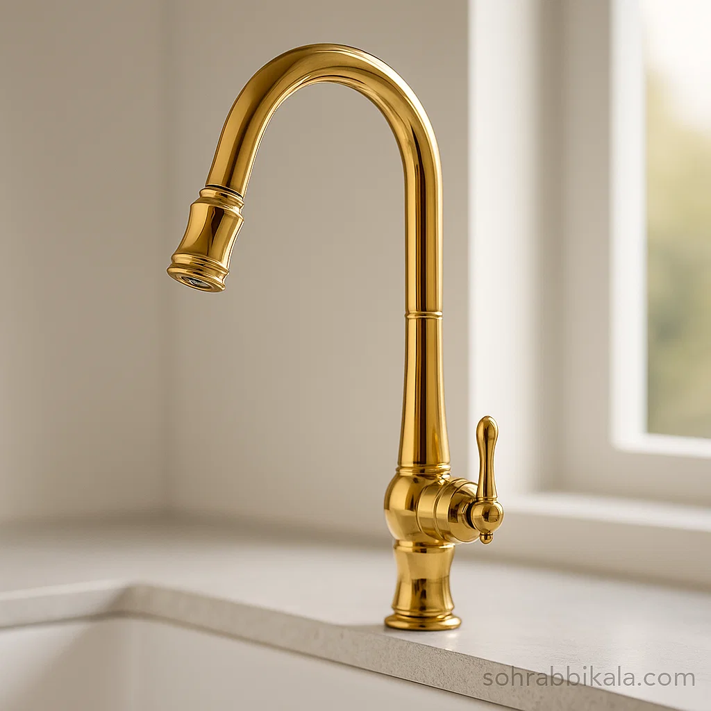 شیر ظرفشویی شاوری کسری مدل رویال طلایی