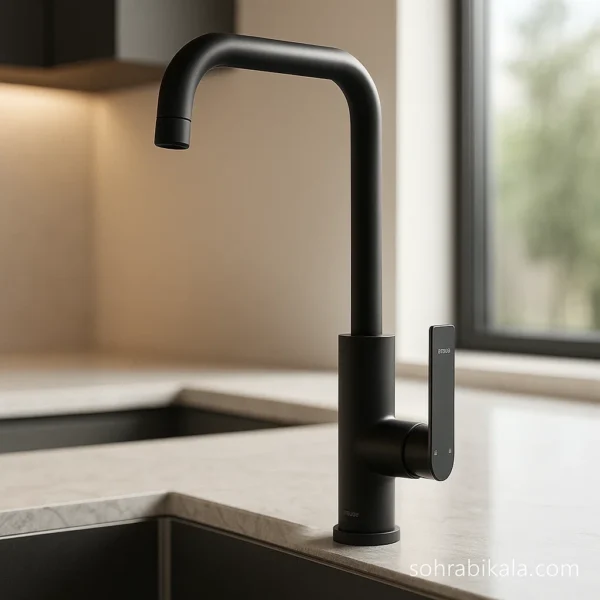 شیر-ظرفشویی-کسری-مدل-آمازون-مشکی شیر آشپزخانه کسری مدل آمازون مشکی - Image 1