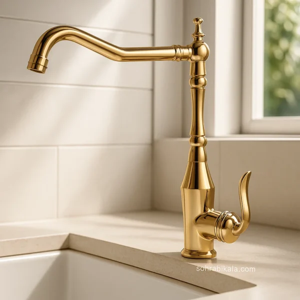 شیر-ظرفشویی-کسری-مدل-دانوب-طلایی شیر آشپزخانه کسری مدل دانوب طلایی - Image 1