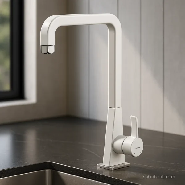 شیر-ظرفشویی-کسری-مدل-فیورنزو-سفید شیر آشپزخانه کسری مدل فیورنزو سفید کروم - Image 1