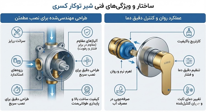 ساختار و ویژگی‌های فنی شیر توکار کسری