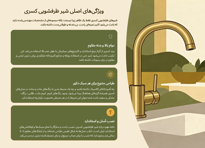 ویژگی‌های اصلی شیر ظرفشویی کسری