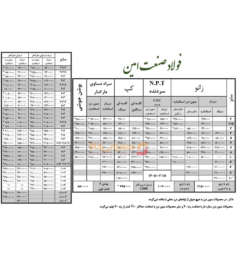 لیست-قیمت-فولاد-صنعت-امین-صفحه-1-1405